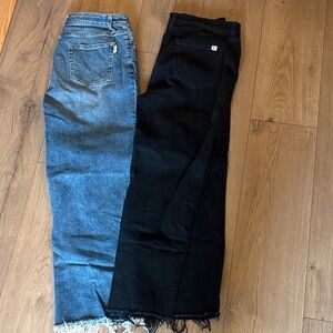 Trendy Black and Blue Cropped Jeans